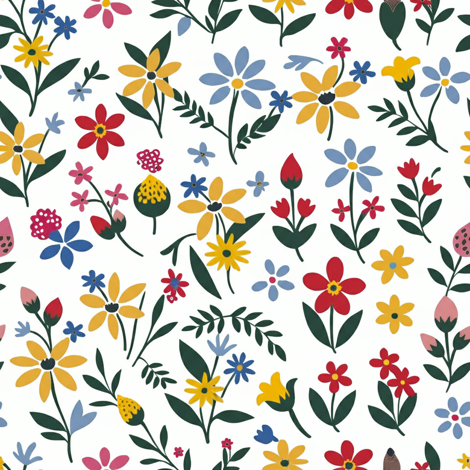 Pro Model: the same flowers and leaves on white