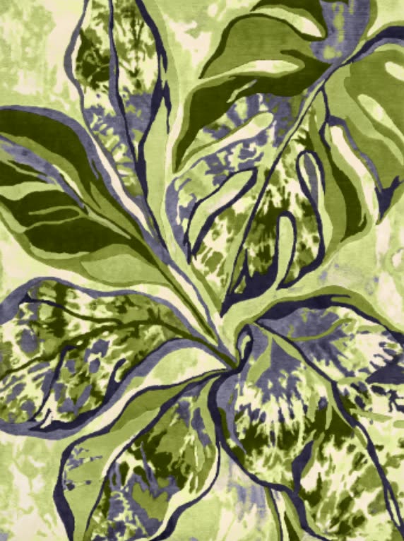 The same leaves recoloured in olive and lime