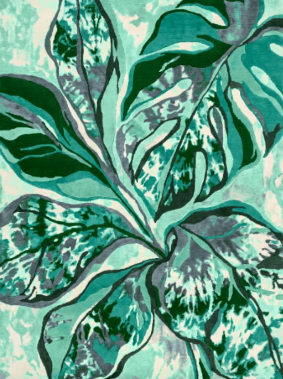 The same leaves recoloured in teal and emerald