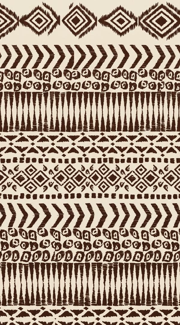 The geometric print extracted flat, in bands of brown and cream